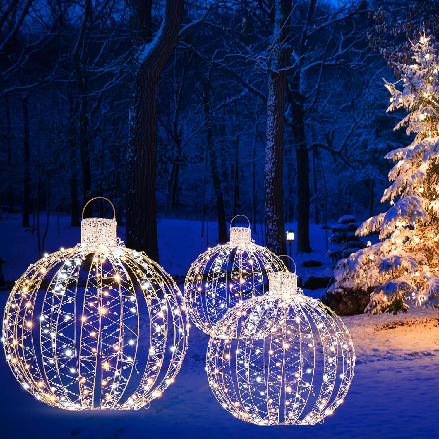🎅2024 Christmas Promos🔥Tangkula Christmas LED Light Balls for Tree