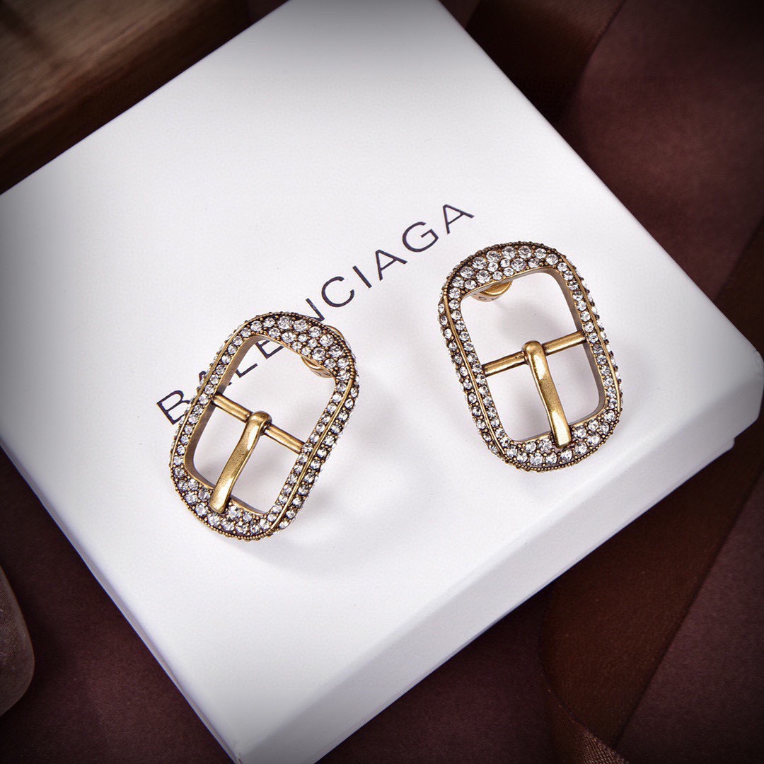 Balenciaga belt buckle diamond earrings