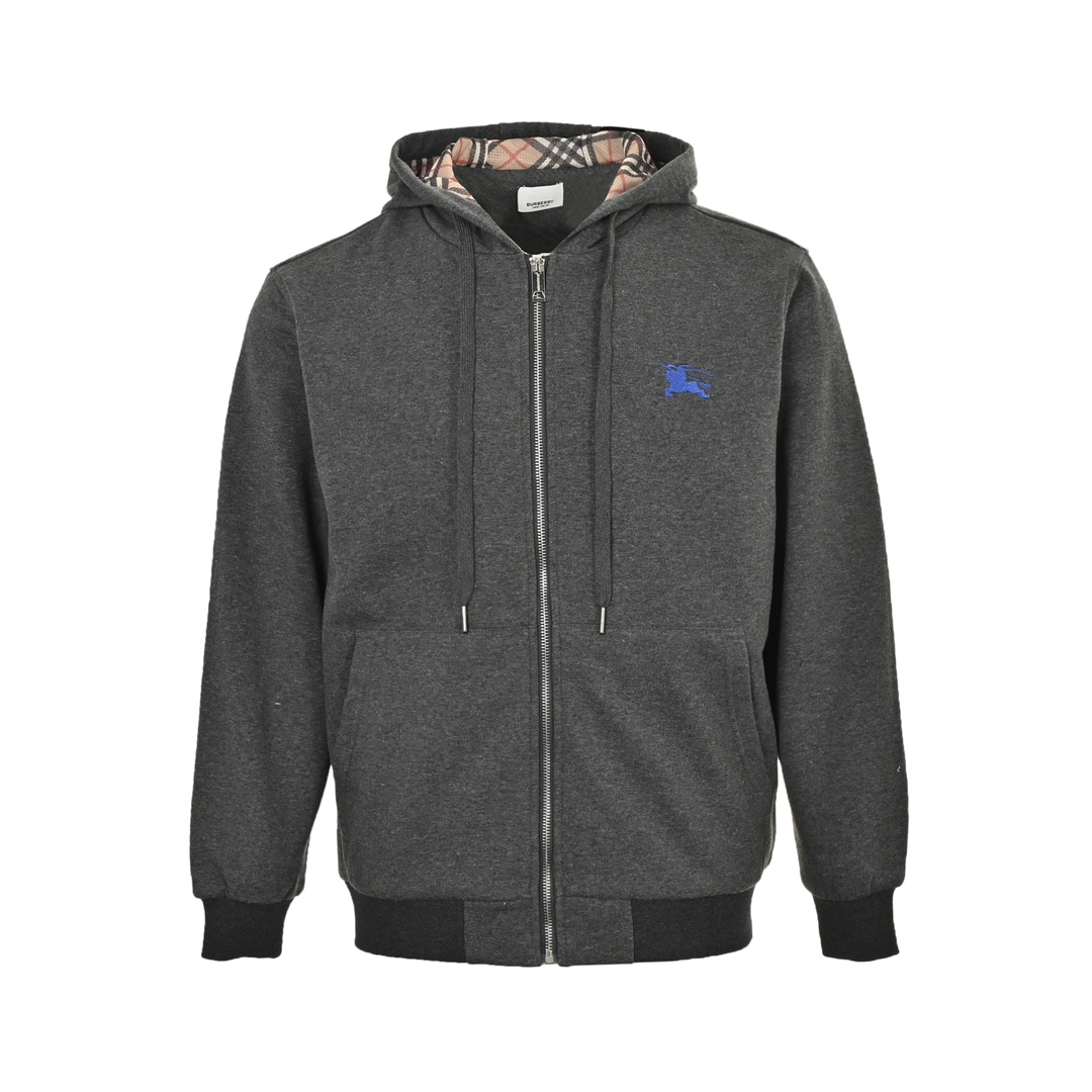 Burberry 24Fw blue warhorse embroidered zip-up jacket