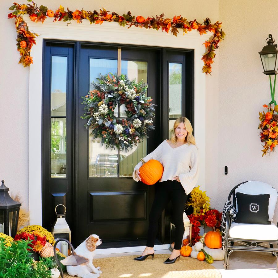 Autumn sale🎃White Pumpkins Ranunculus Wreath (48% discount)
