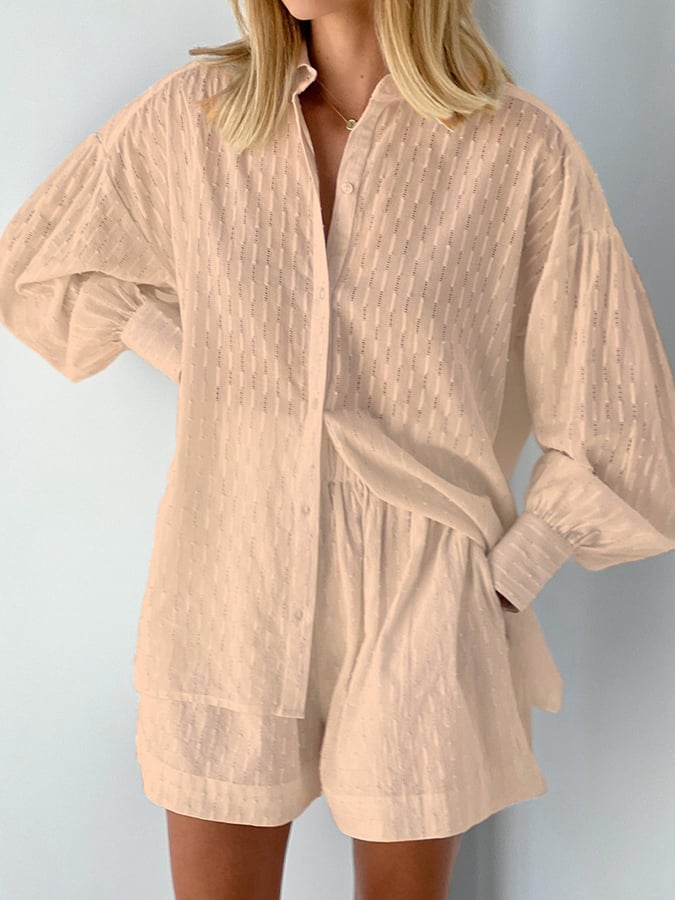 Women's European And American Shirts With Flowers Bubble Sleeve Temperament, Shorts, Shorts, Commute Design Sense