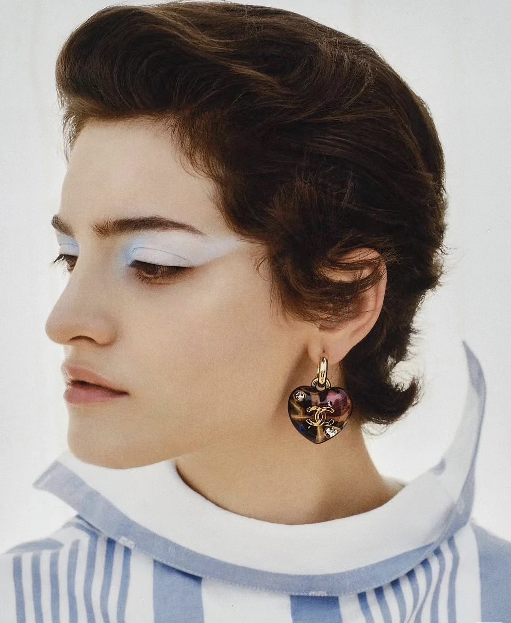 Chanel 24A Graffiti Camouflage Heart Earrings