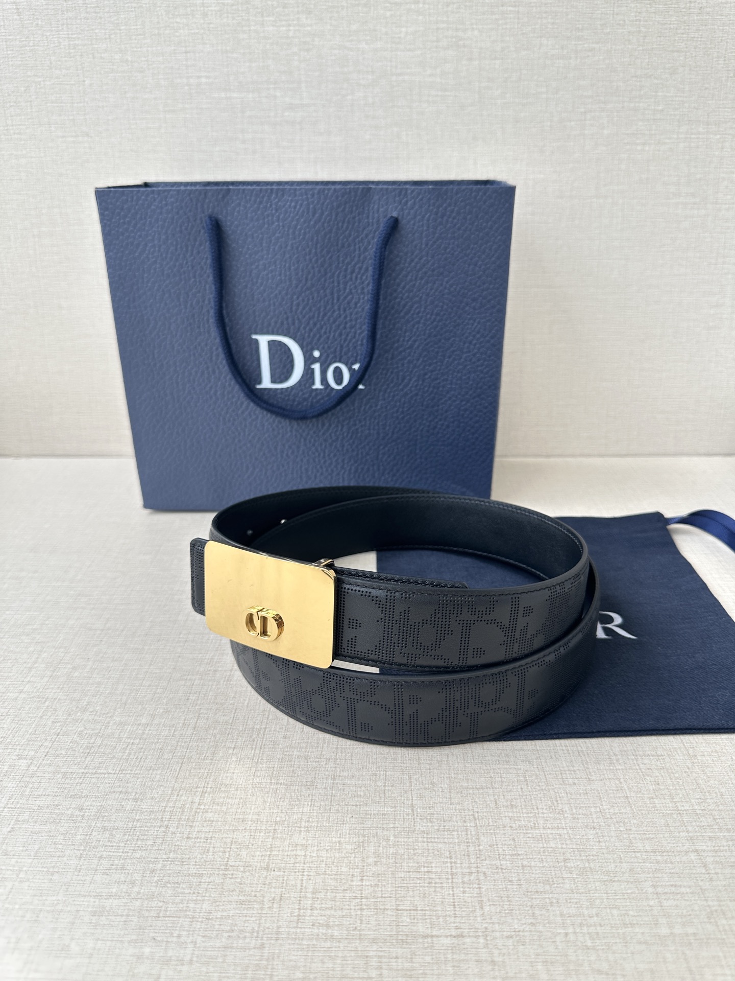 Dior square buckle leather belt 3.5CM wide