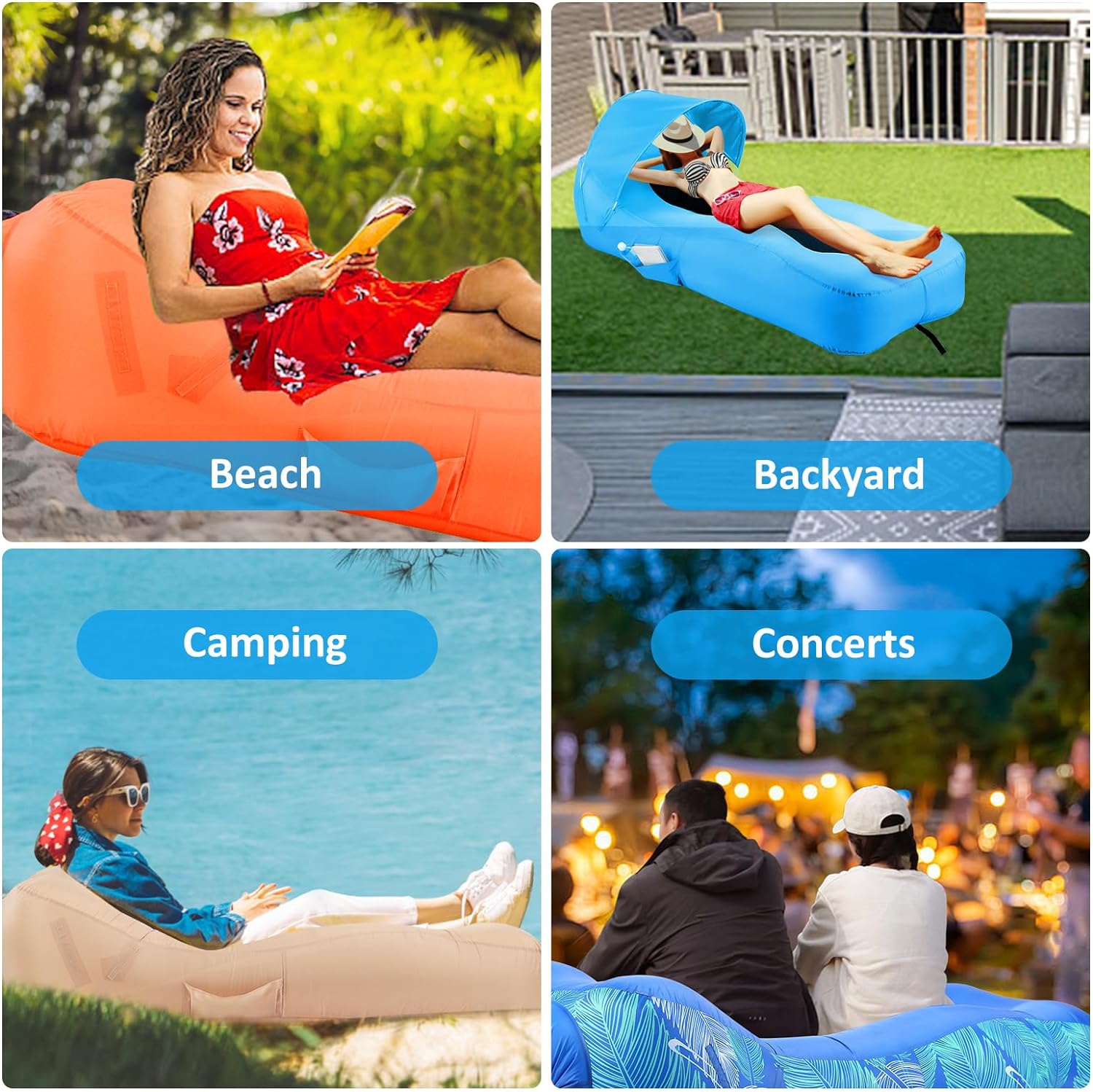 💥Summer Hot Sale💥60% OFF👍Inflatable Lounger Air Sofa with Sun-Shade Tent