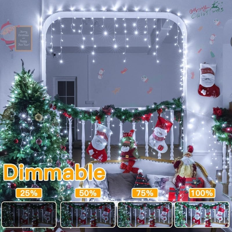 🏆Flash Sale⚡Icicle Lights for Outside 486LED with Remote 8Modes Timers Waterproof, Plug in Connectable