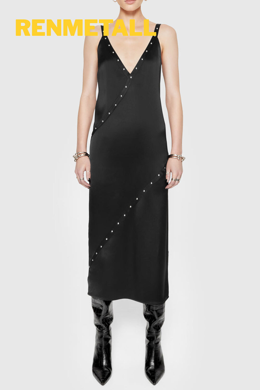 Black Deep V Neck Skirt
