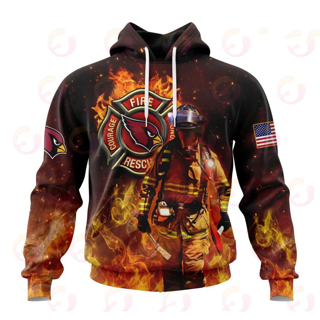 ARIZONA CARDINALS HONOR FIREFIGHTERS – FIRST RESPONDERS 3D HOODIE