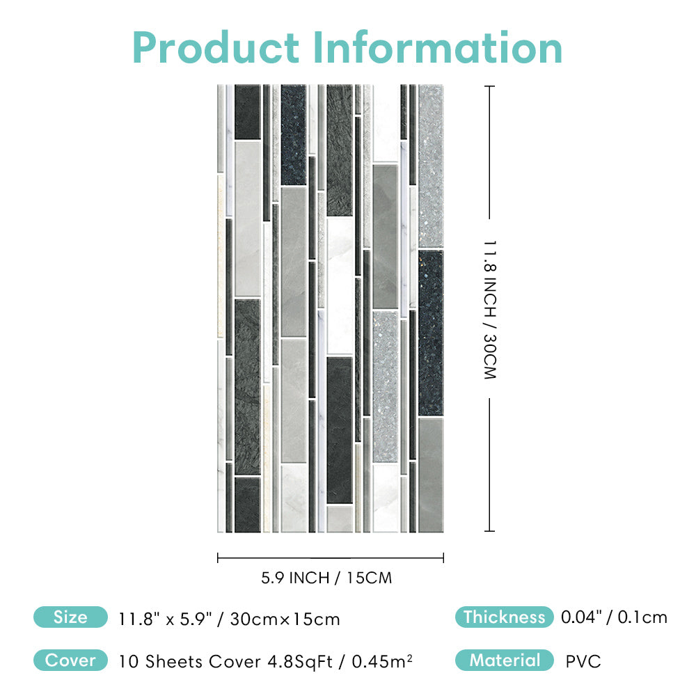 Grey Marble Peel and Stick Tile Stickers