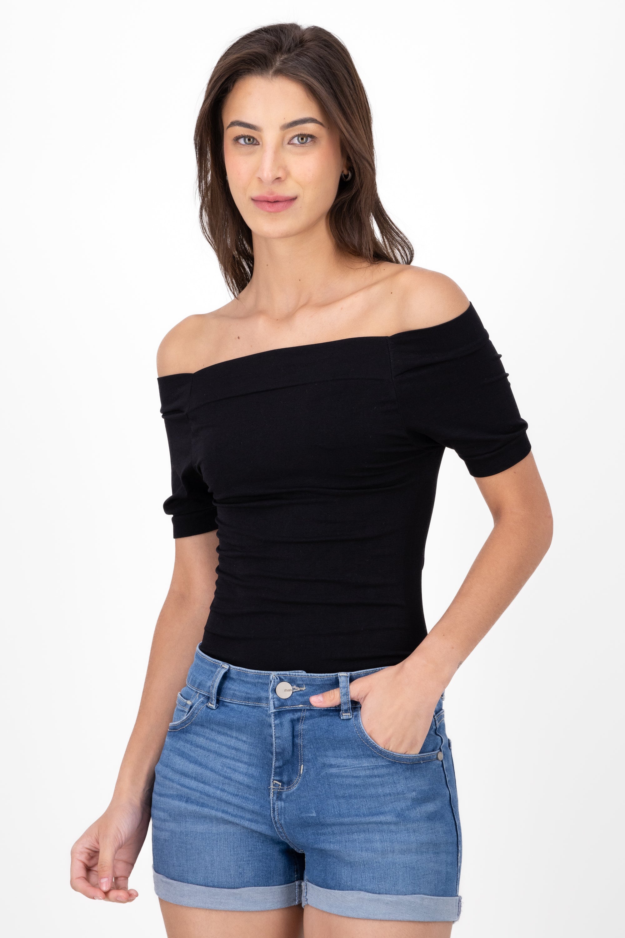 Seamless Bare Shoulder Plain Bodysuit