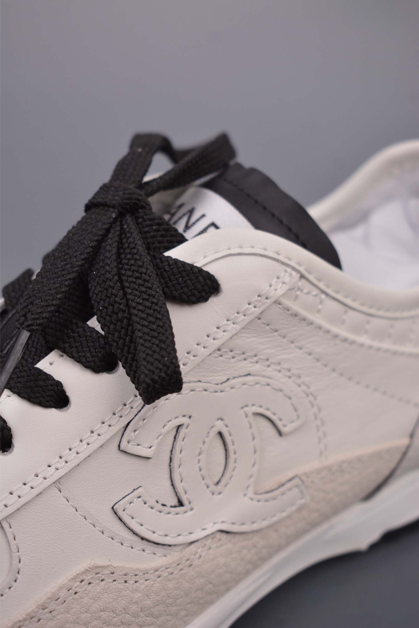 Chanel Calfskin Trainers Sneaker White Beige