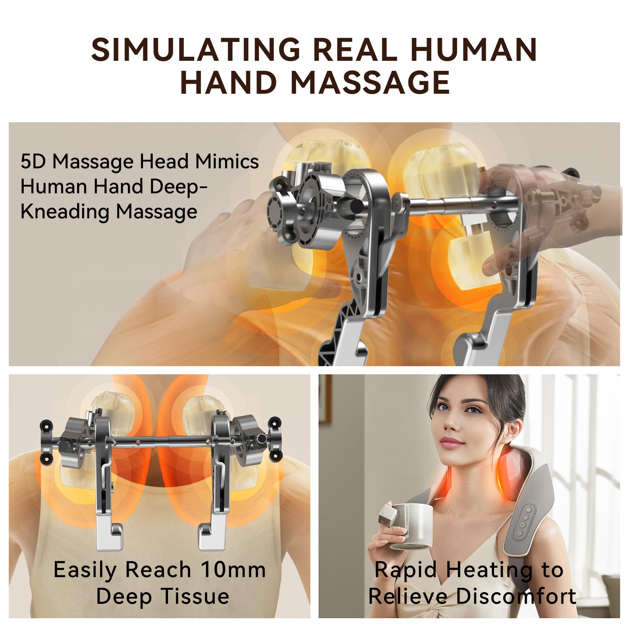 🔥Mother's Day Sale - 50% OFF🔥Shiatsu Back Shoulder and Neck Massager for Pain Relief Deep Tissue