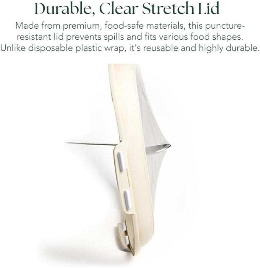 Portable Snack Tray | Food Containers with Reversible Stretch Lid | BPA-Free, Reusable, Freezer & Dishwasher Safe