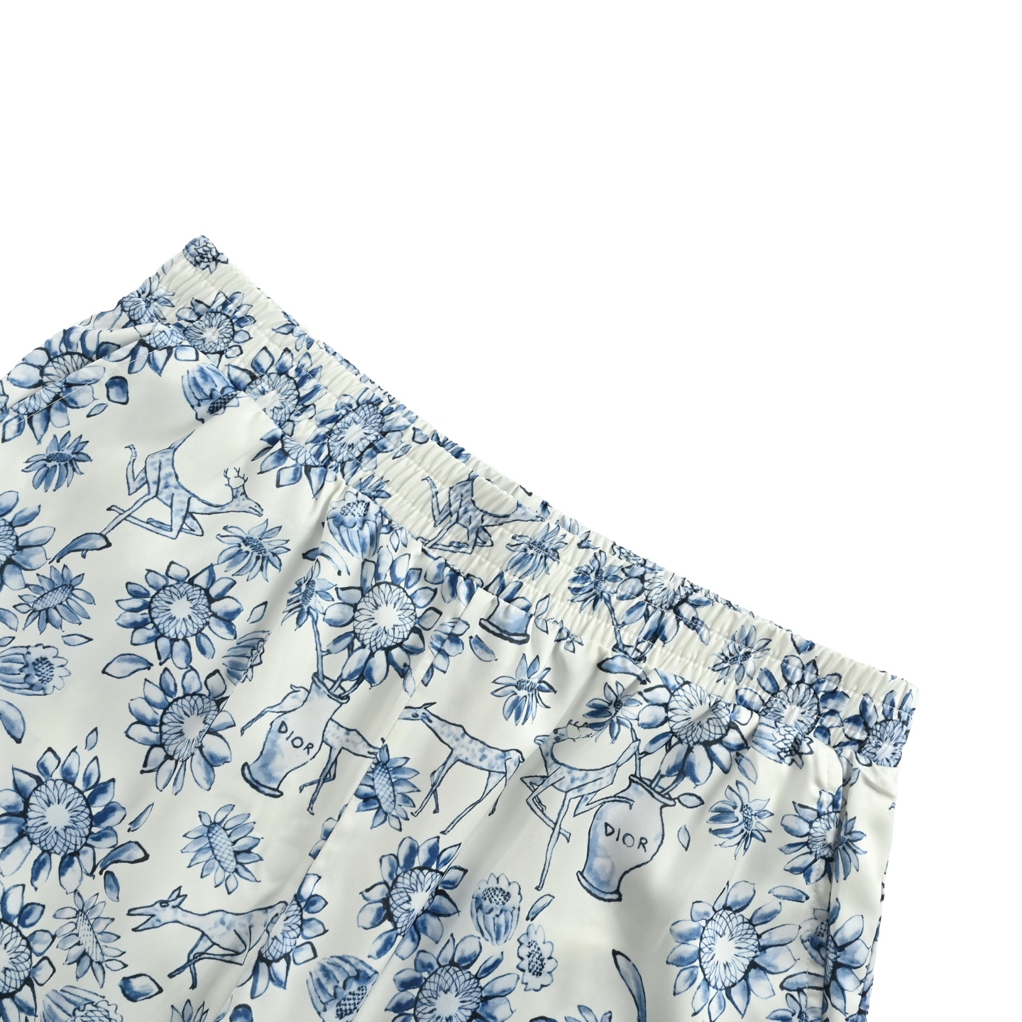 Dior Blue and White Porcelain Print Shorts
