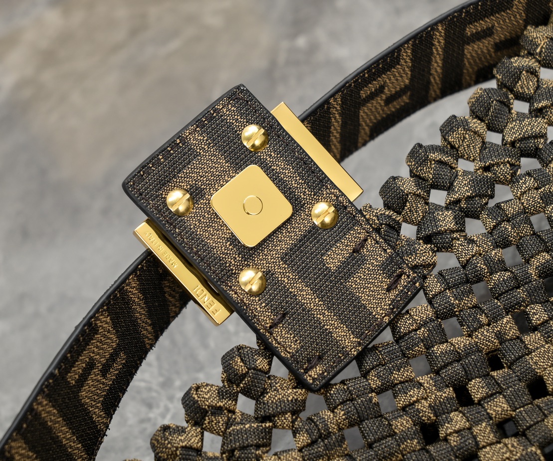 FENDI Baguette Monogram Woven Medium Handbag 7713