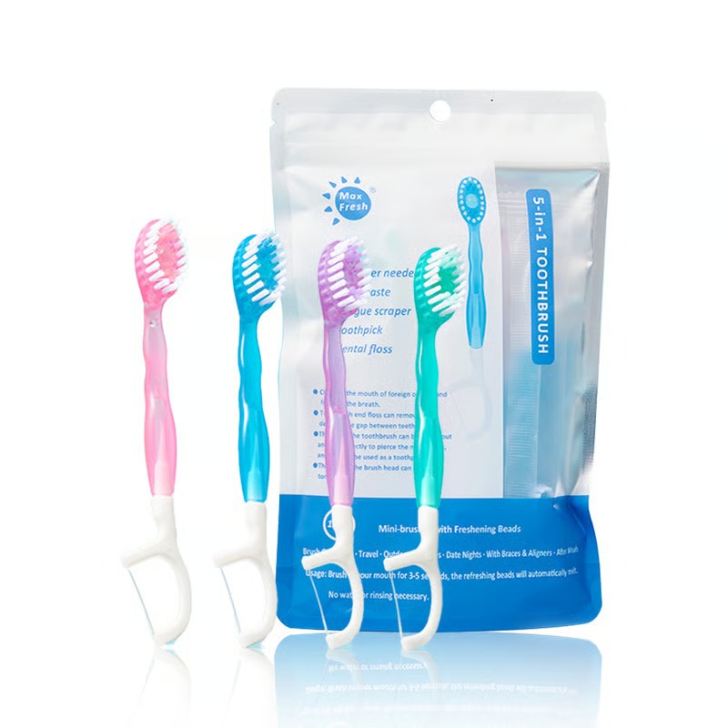 🎁5 in 1 Mini Toothbrush & Floss & Tongue Scraper & Toothpick Set