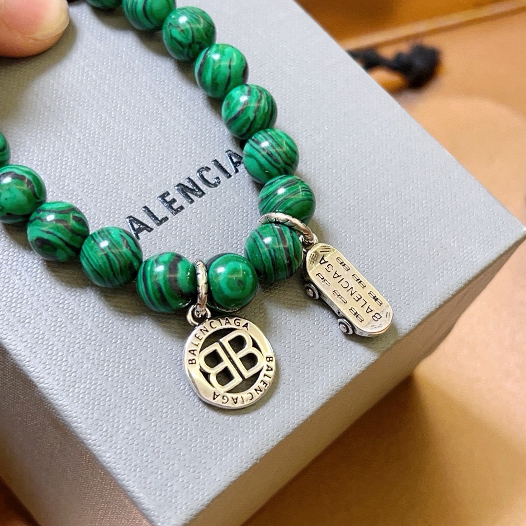 Balenciaga natural malachite bracelet
