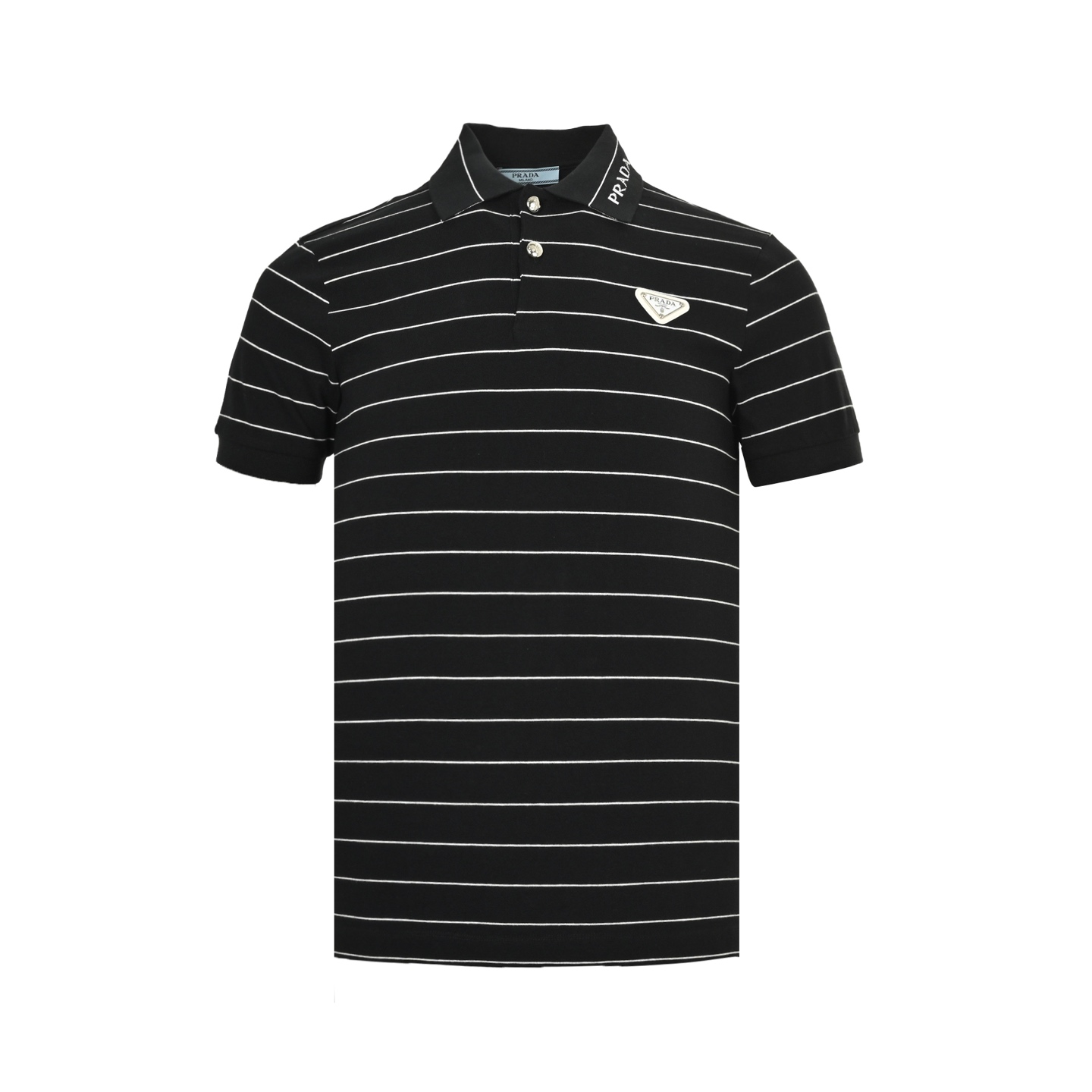 Prada 25ss triangle striped Polo short-sleeved shirt