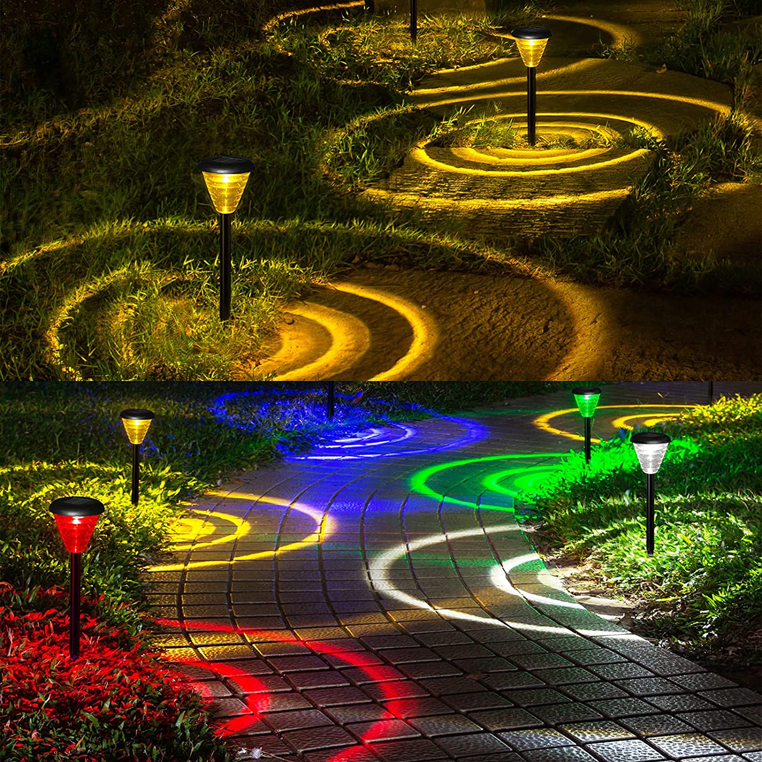 Brighten Up Your Garden with 4pcs Color Changing/Warm White LED Solar Lights!