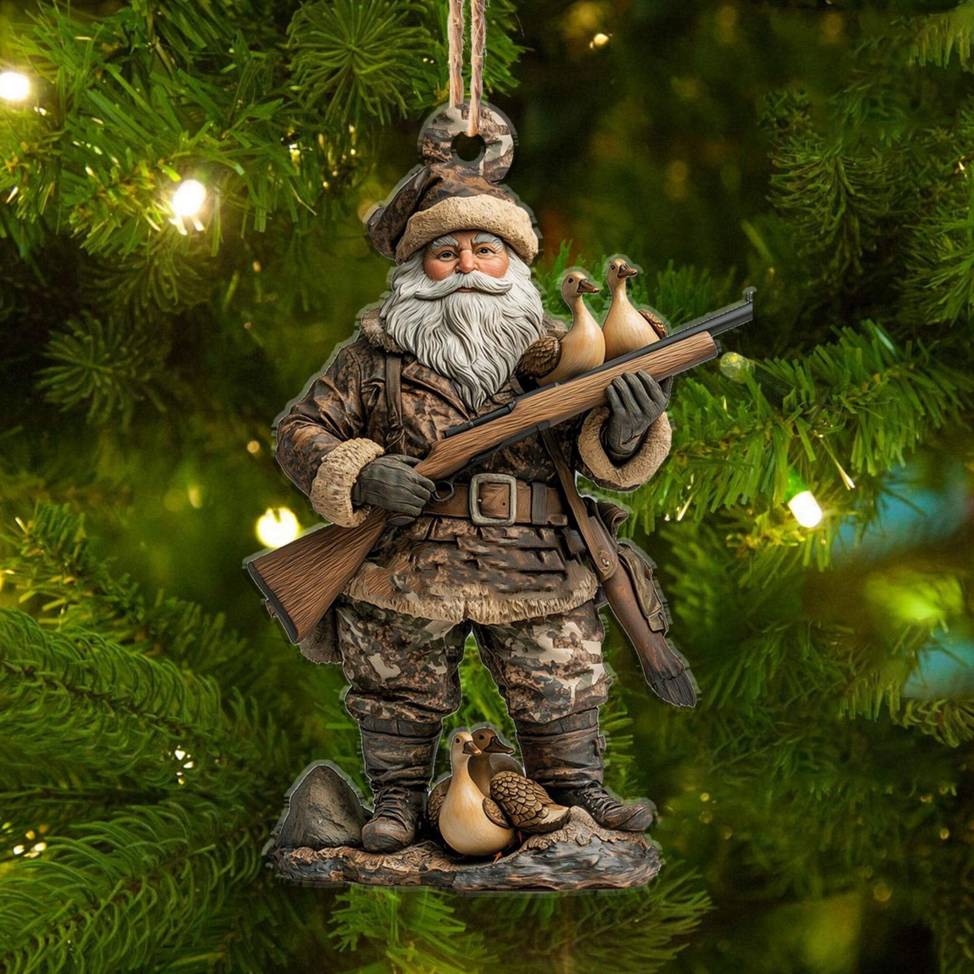 Santa Hunter Christmas Ornament