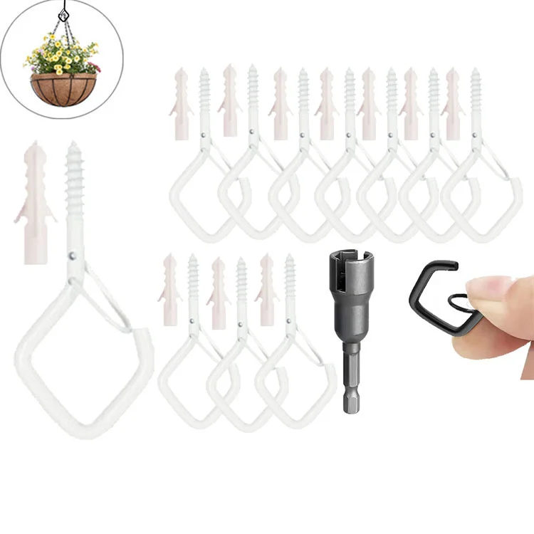 🎄🎅 Early Christmas Sale 50% OFF-10pcs Square Snap Hanging Hooks - Anti-Drop Bonsai Hooks with Safety Buckles for Christmas Rope String Lights