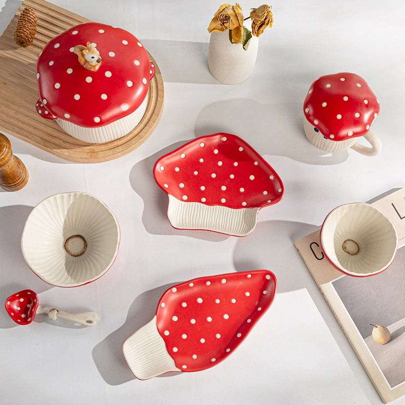🔥Buy More Save More🔥Ceramic Red Mushroom Tableware