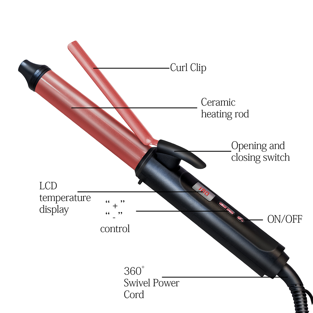 Professional Style Hair Curls Waves 9mm/26mm Rose Gold Electric hair curling wand Dual Voltage Anti-scalding hair curler iron