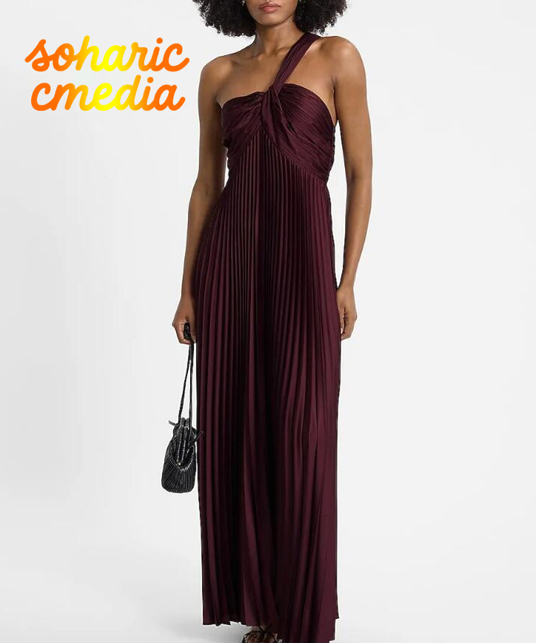 Pleated One Shoulder Maxi Dress