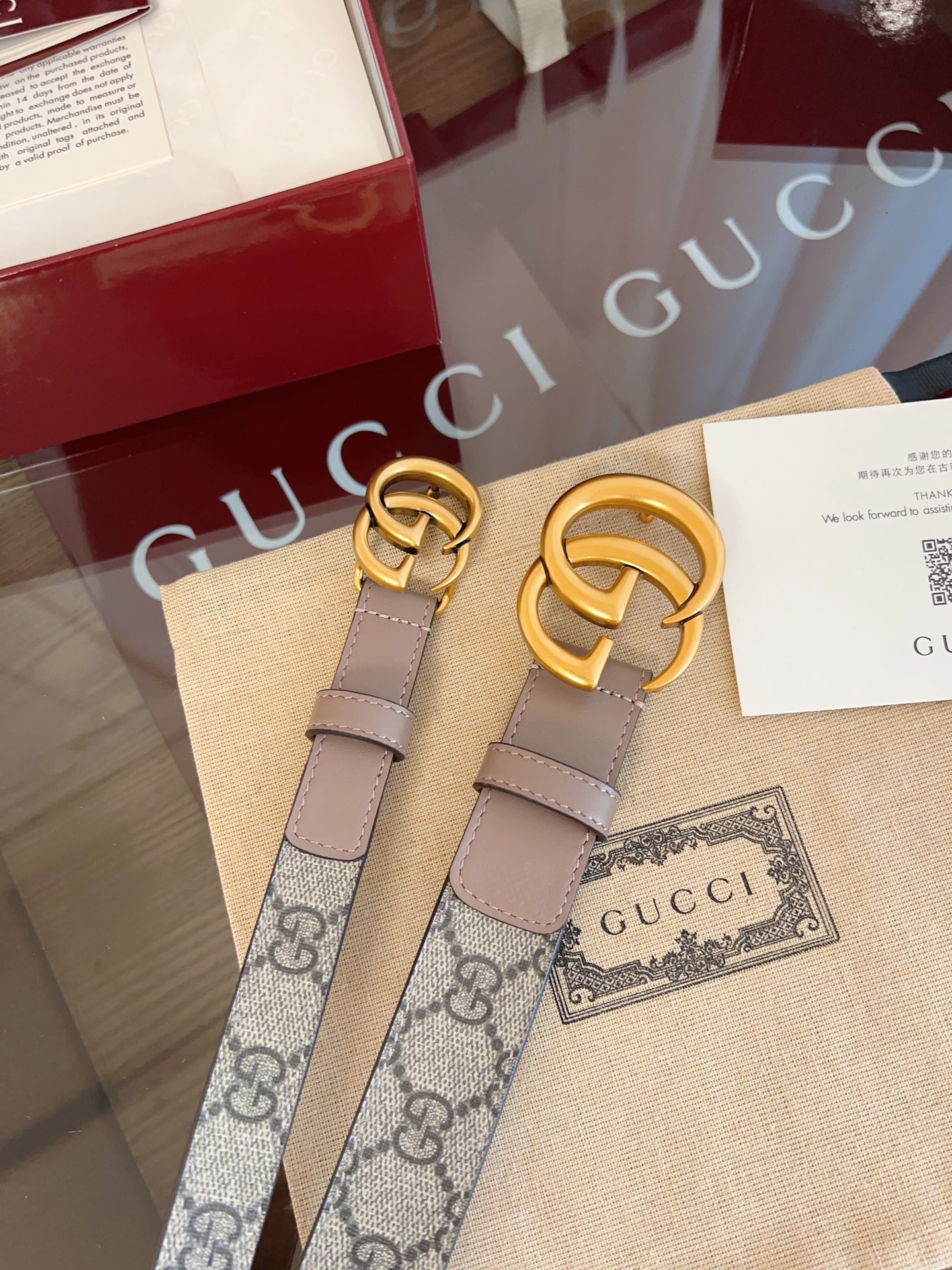 Gucci Double G steel buckle women's cowhide double-sided belt 3.0cm wide
