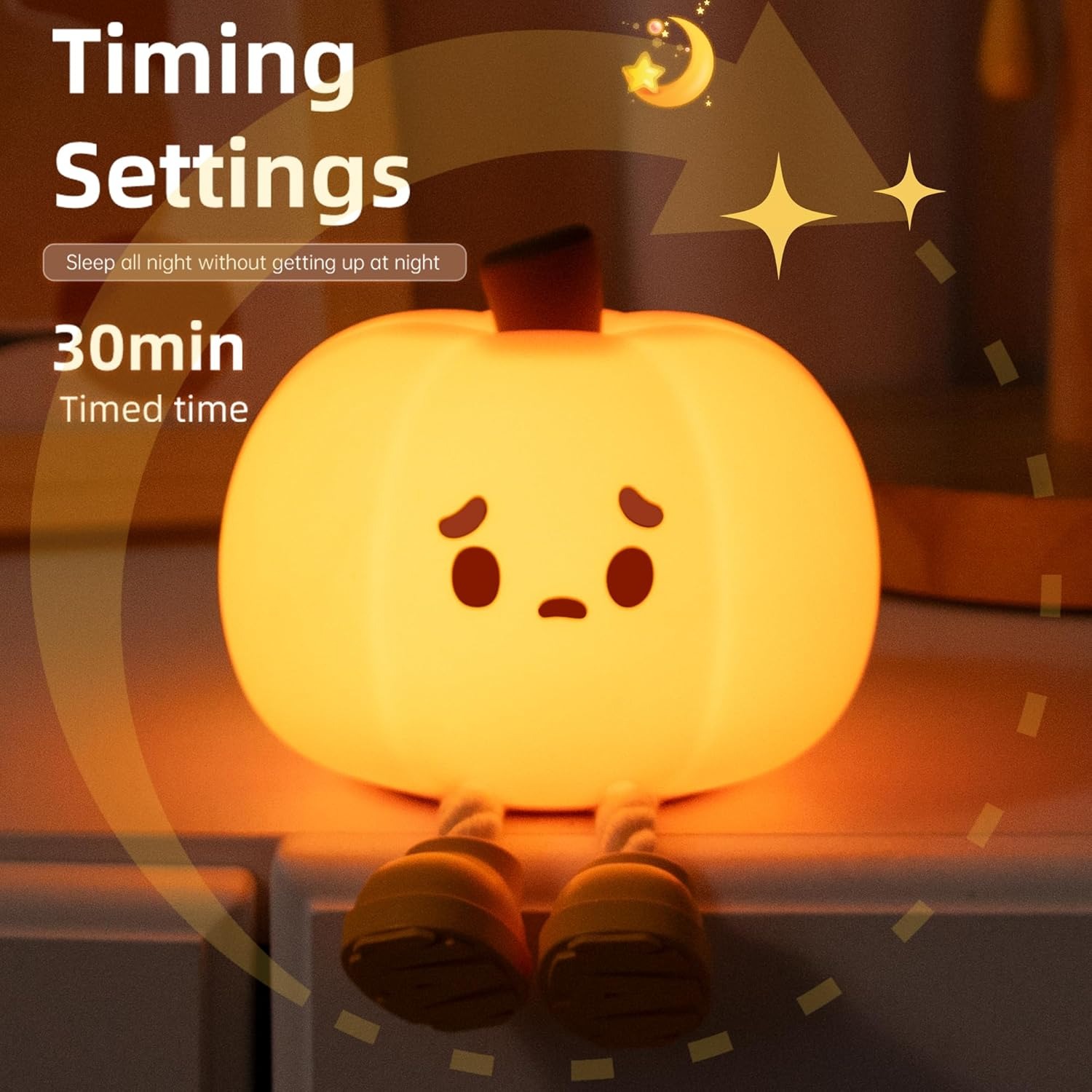 ✨Flash Sale✨Cute silicone pumpkin night light, rechargeable and dimming, touch control