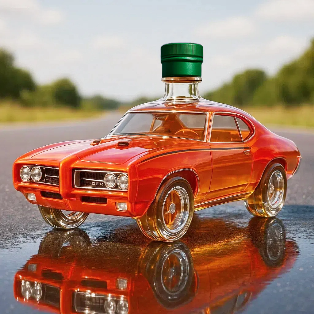 🏁 Full-Throttle Flavor — The Muscle Car Whiskey Bottle That Rules the Road