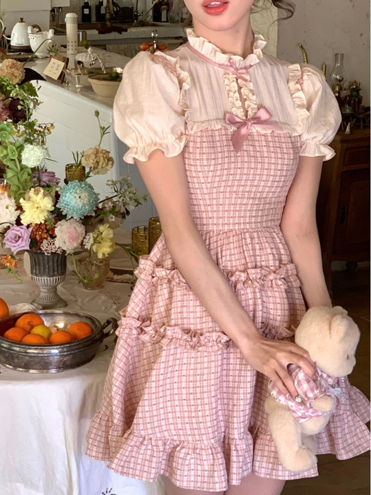 Kawaii Plaid Princess Dress