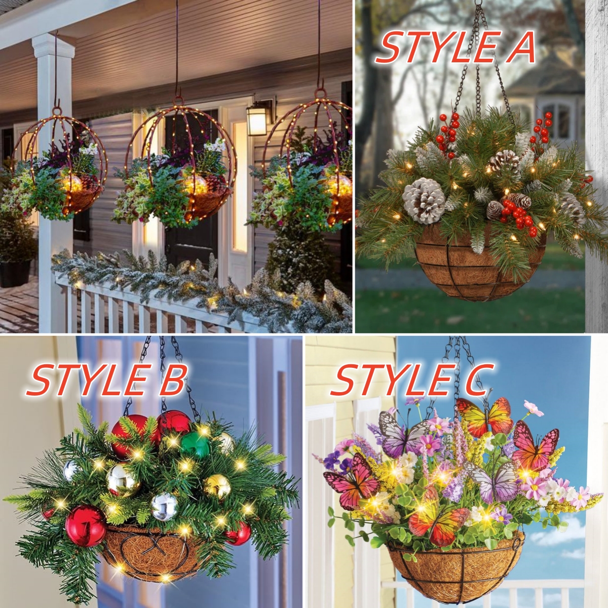 Artificial Christmas Hanging Basket(3 Types)