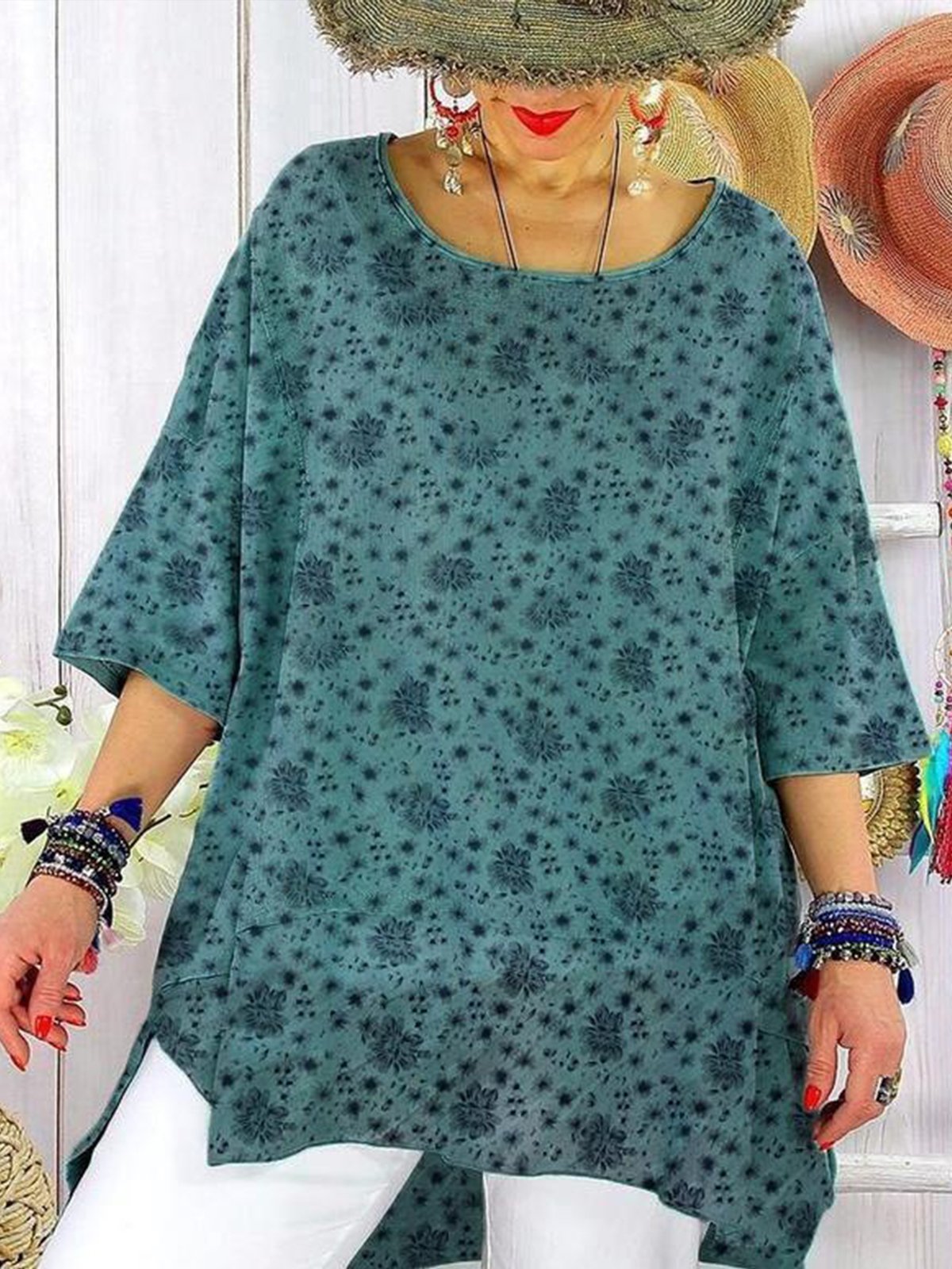 Women's Floral Print Shirt Dress