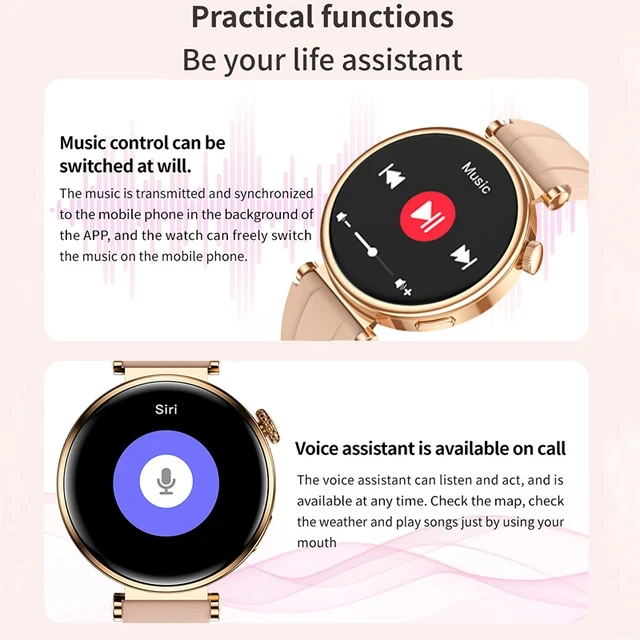 New Women's AMOLED Smartwatch HD Bluetooth Talk 1.3inch Full Screen Touch IP68 Waterproof Women's Smartwatch for Huawei Xiaomi