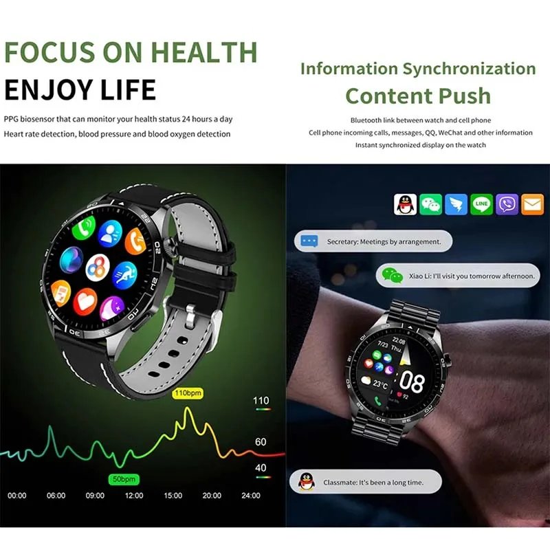 New Men's smartwatch HD Bluetooth Talk 1.43-inch full screen touch AMOLED 330Mah battery Wireless charging women's smartwatch