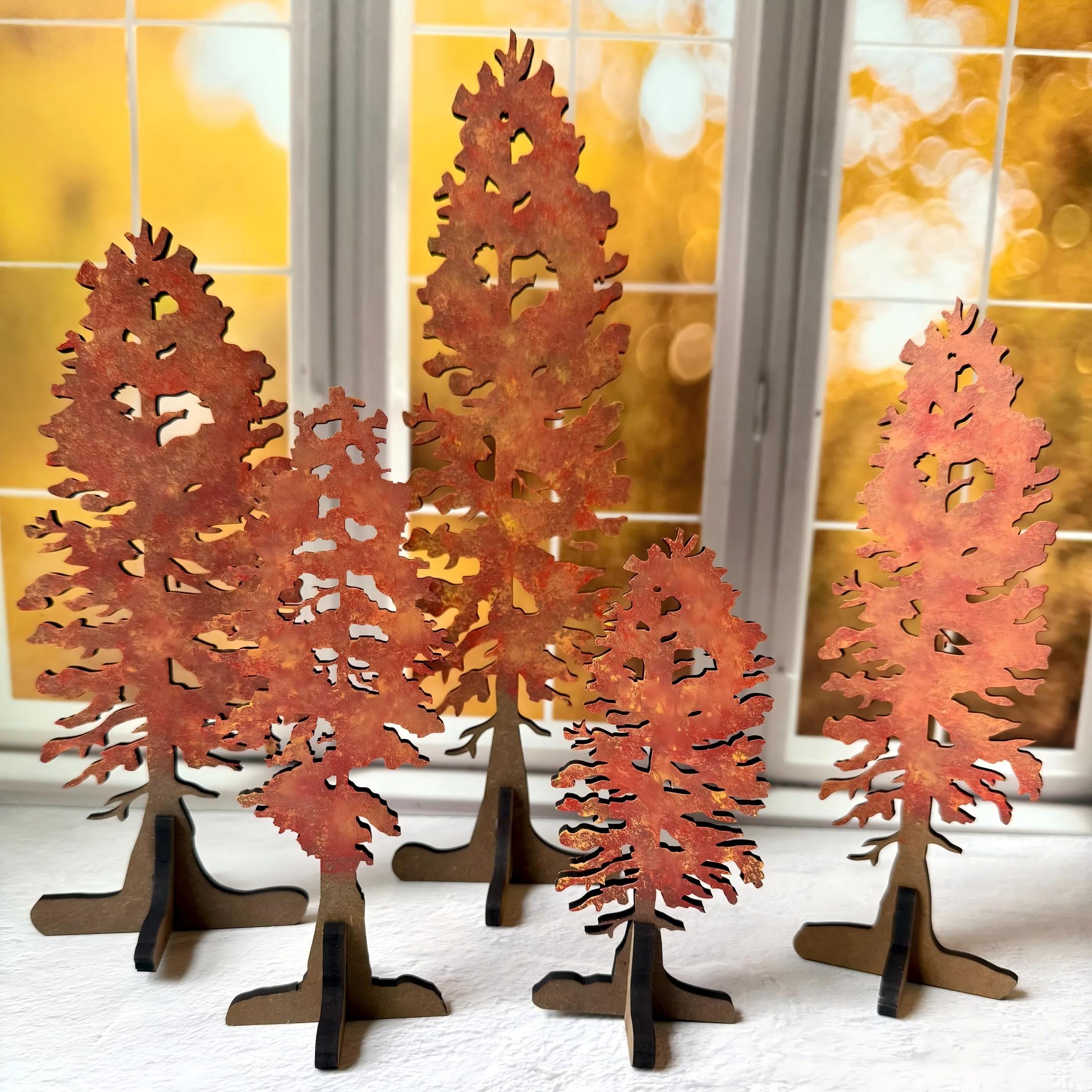 Free standing Fall Trees red-orange🍁🎃