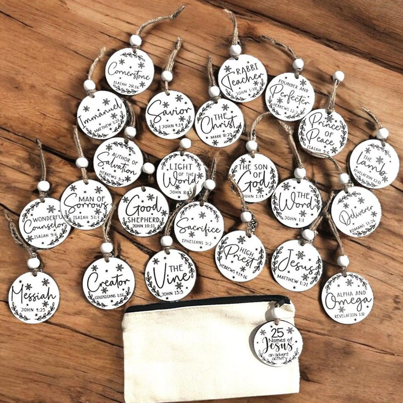 25 Names of Jesus Advent Christmas Ornament Set
