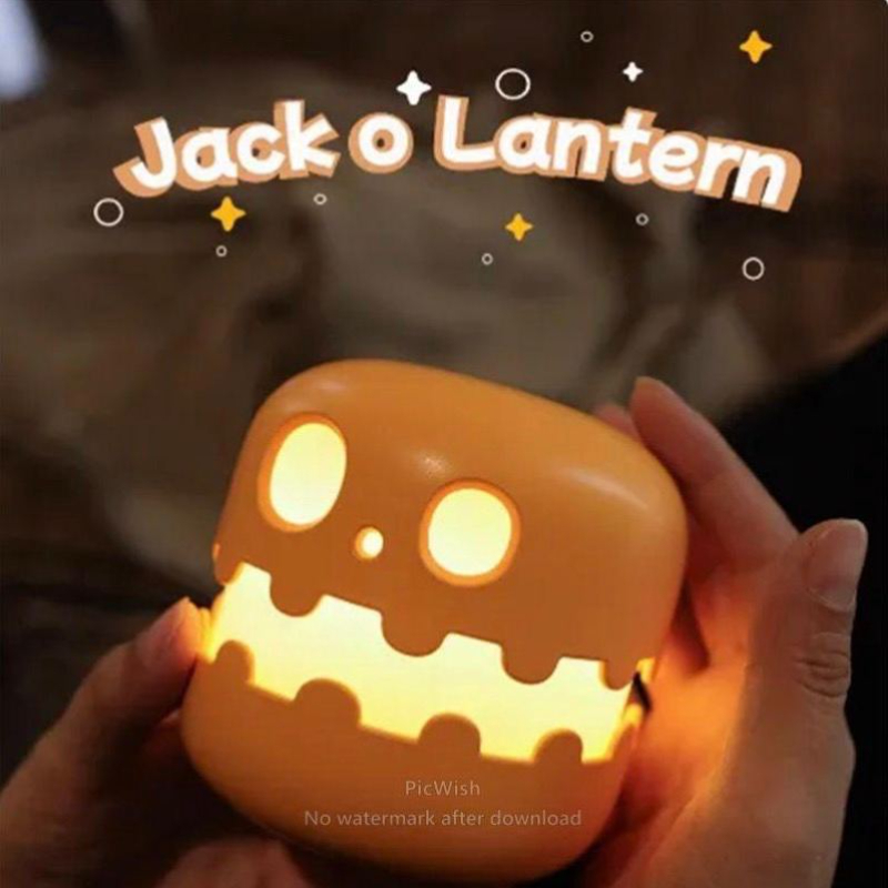 Pumpkin Night Light - Fun and Creative Gift, Ambiance Lamp. Rechargeable with Adjustable Brightness and Timer, Perfect LED Light for Halloween Decoration,Foldable Handheld Night Light Pumpkin Lantern for Halloween