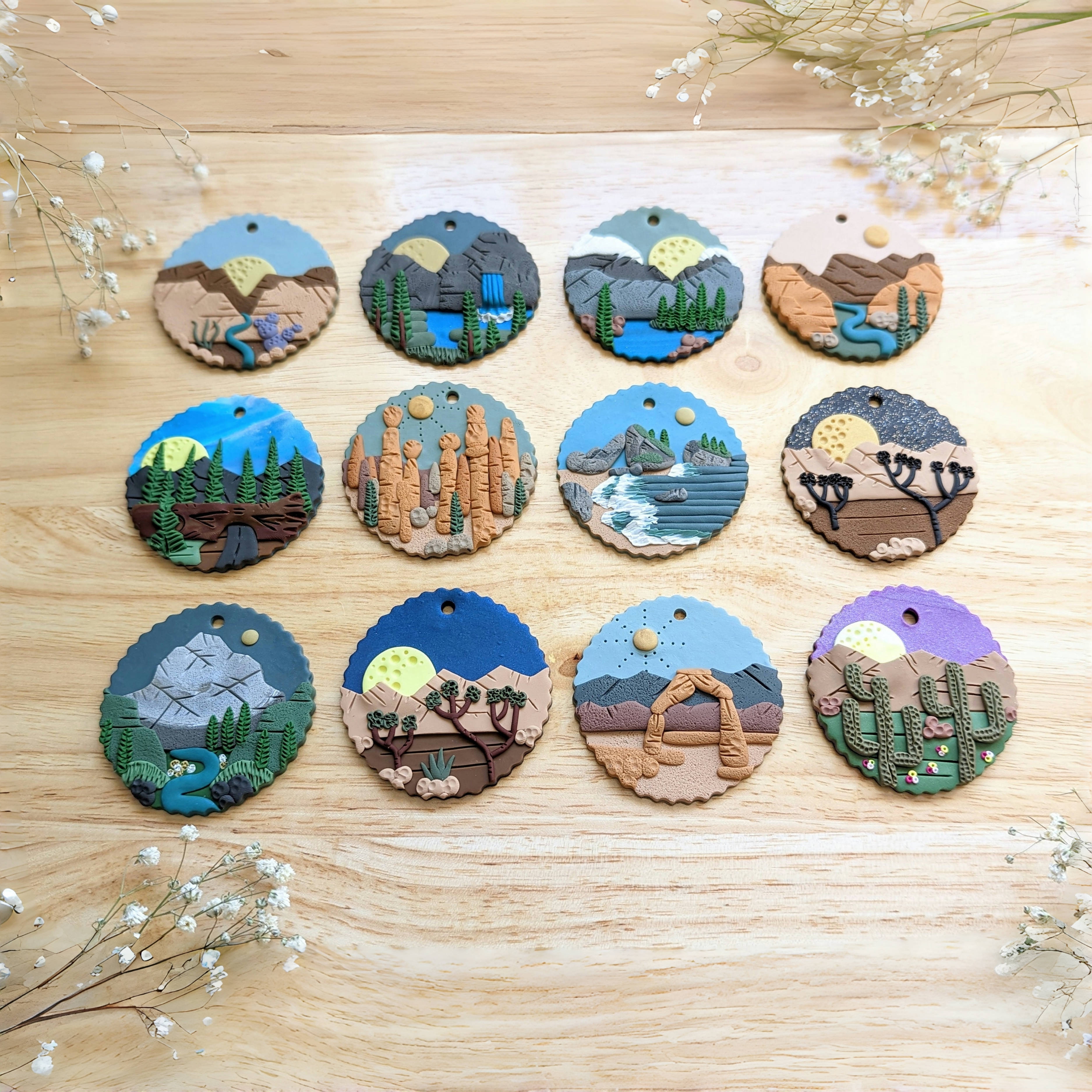 🔥On Sale🔥Handmade National Park Clay Holiday Tree Ornaments