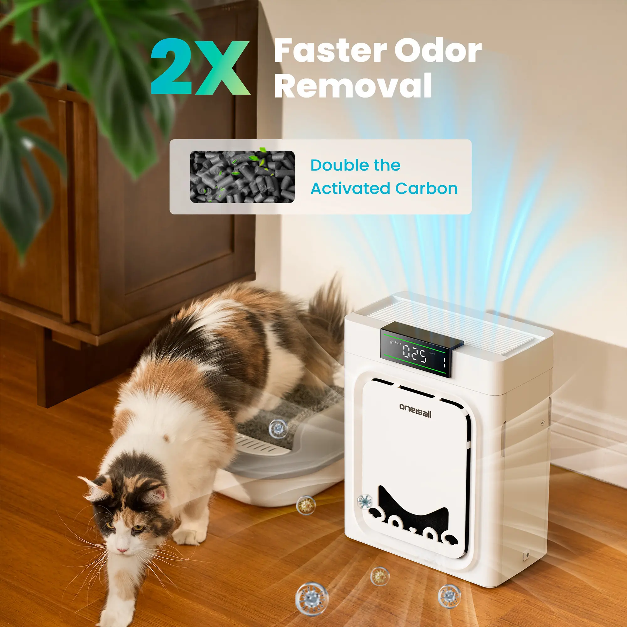 Air Purifiers for Home Pets 3-in-1 Washable HEPA Filter  Dual-Sided Filter with 200g Activated Carbon Pet-Friendly Design Allergen Relief Odor Removal