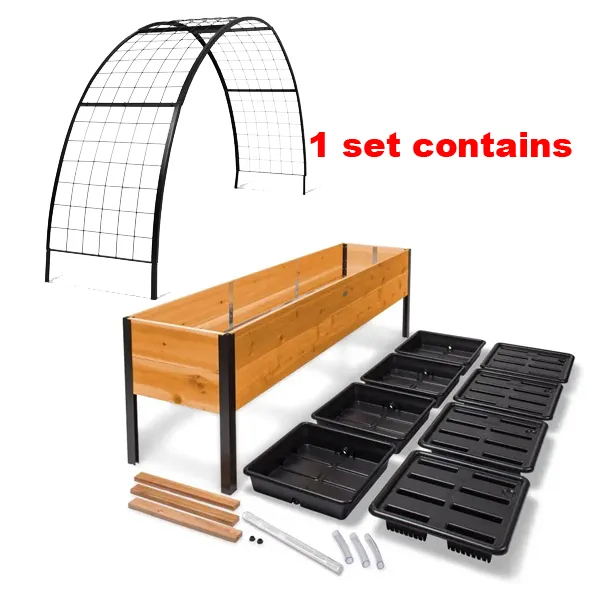 🌷2025B Clearance Sale 🔥8' X 2' x 4' Self-Watering Eco-Stained Elevated Planter Box+ Arch Trellis