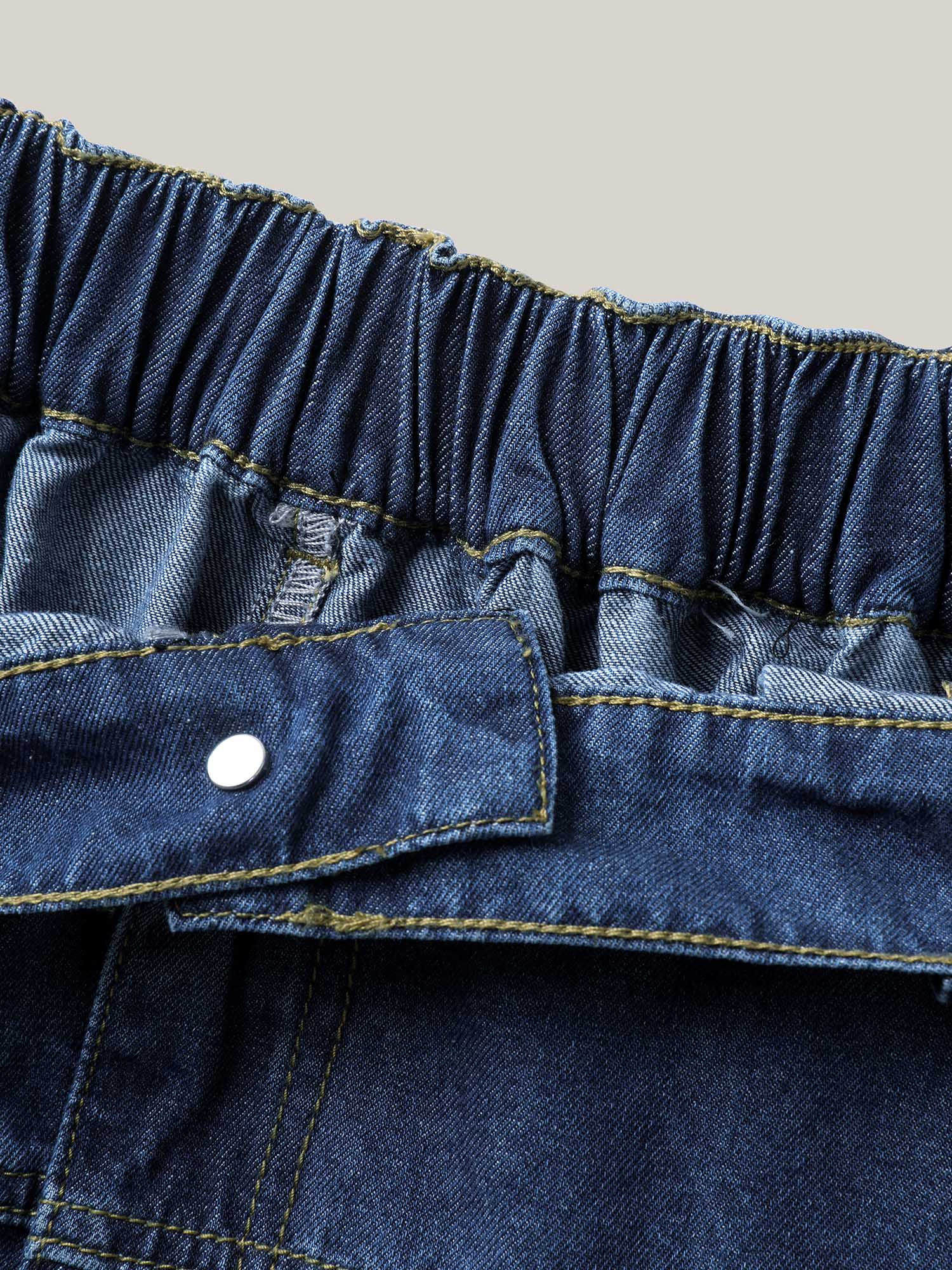 Seamed Tiered A-Line Denim Maxi Skirt