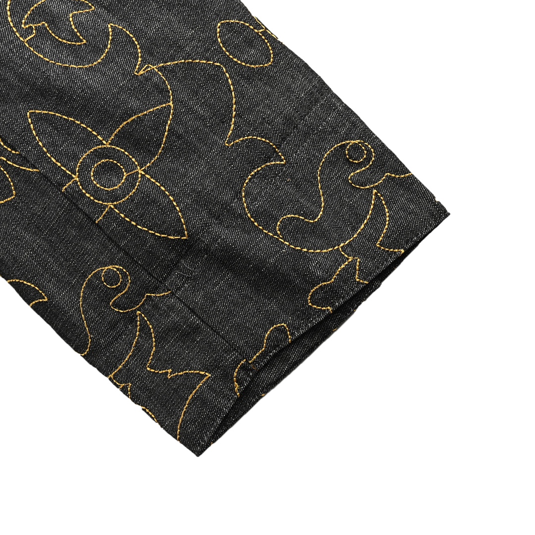 Louis Vuitton 24Fw gold thread embroidered monogram suit denim jacket