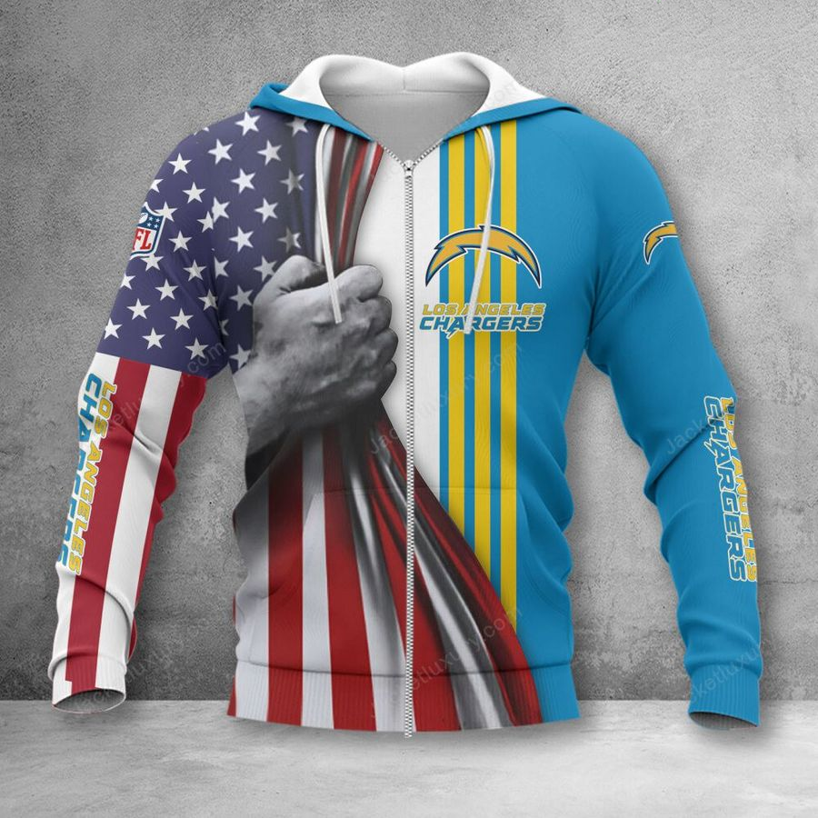 LOS ANGELES CHARGERS 3D HOODIE SKULL0804