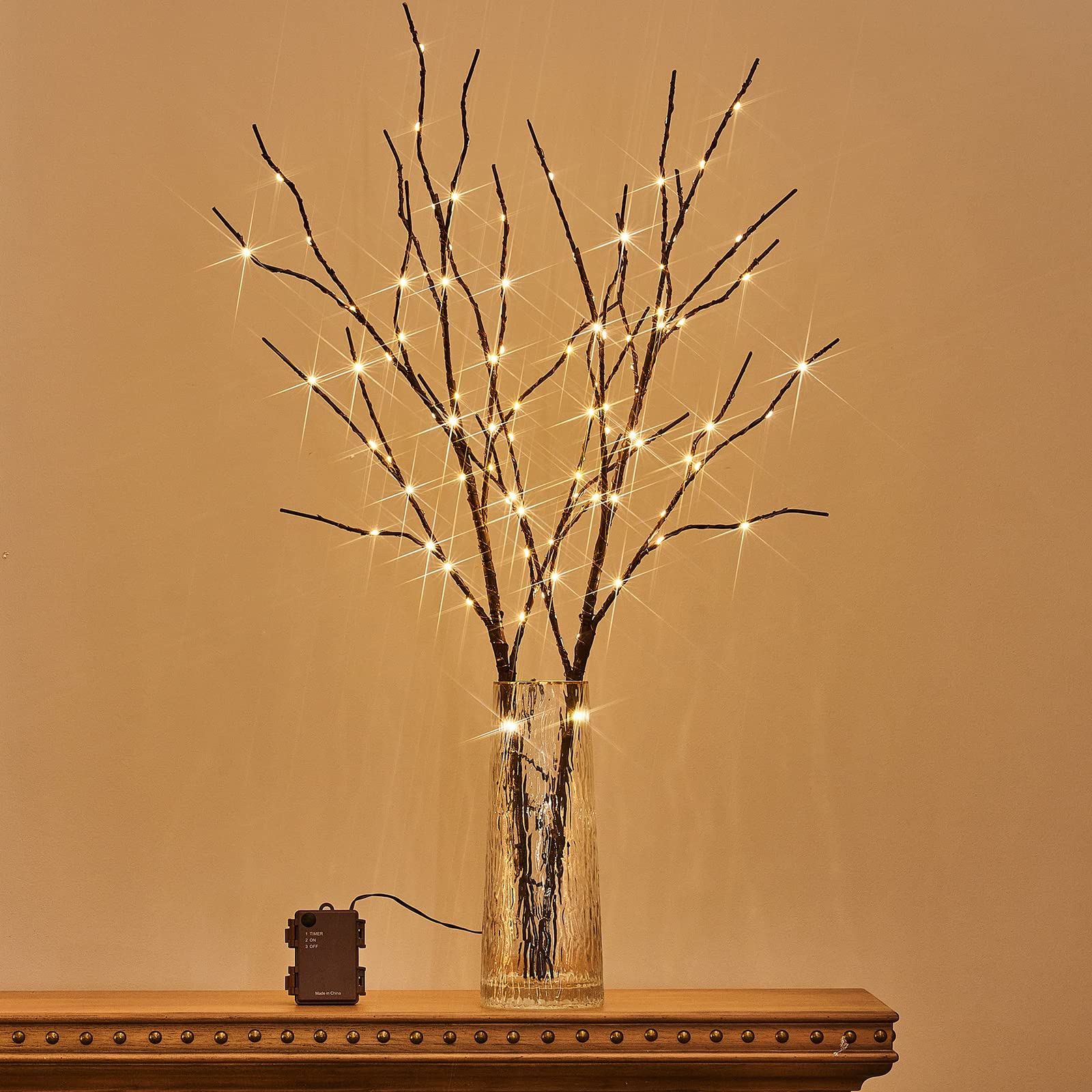 2 PACK Artificial Tree Branch with Warm Willow Branch Lights