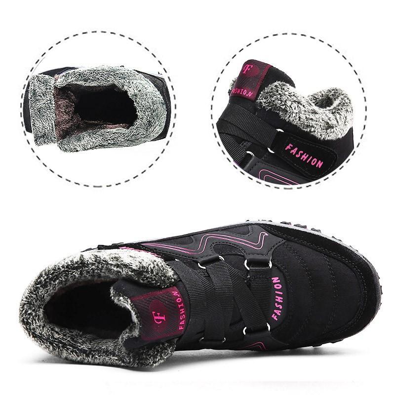 Women's Winter Thermal Villi Leather Platform Fashion High Top Boots