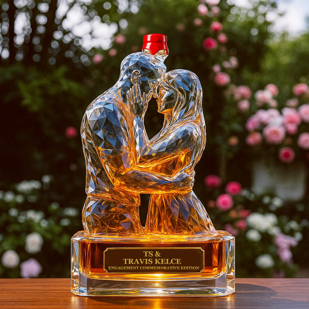 TS & Travis Kelce Engagement Diamond Whiskey Bottle