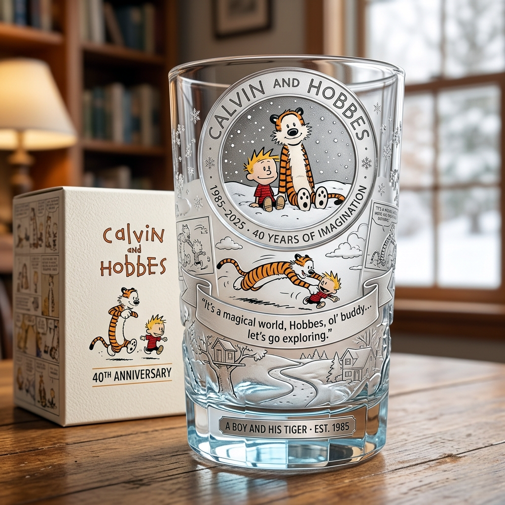 Calvin and Hobbes 40th Anniversary Collectable Glass