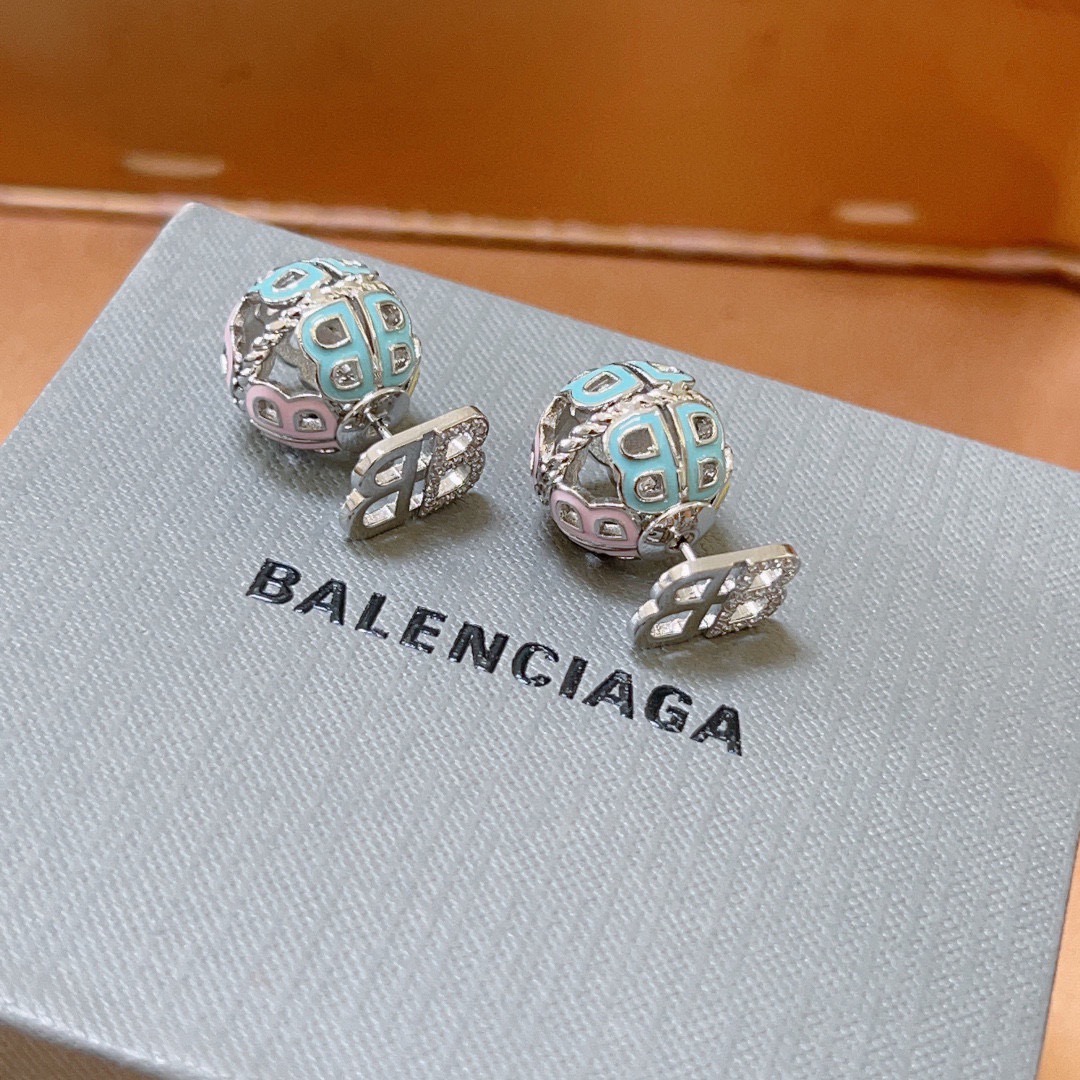 Balenciaga BB Hollow Sphere Earrings