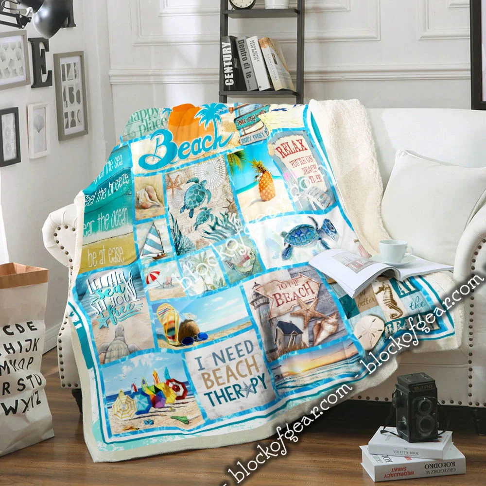 The Beach Is My Happy Place Sofa Throw Blanket Blanket